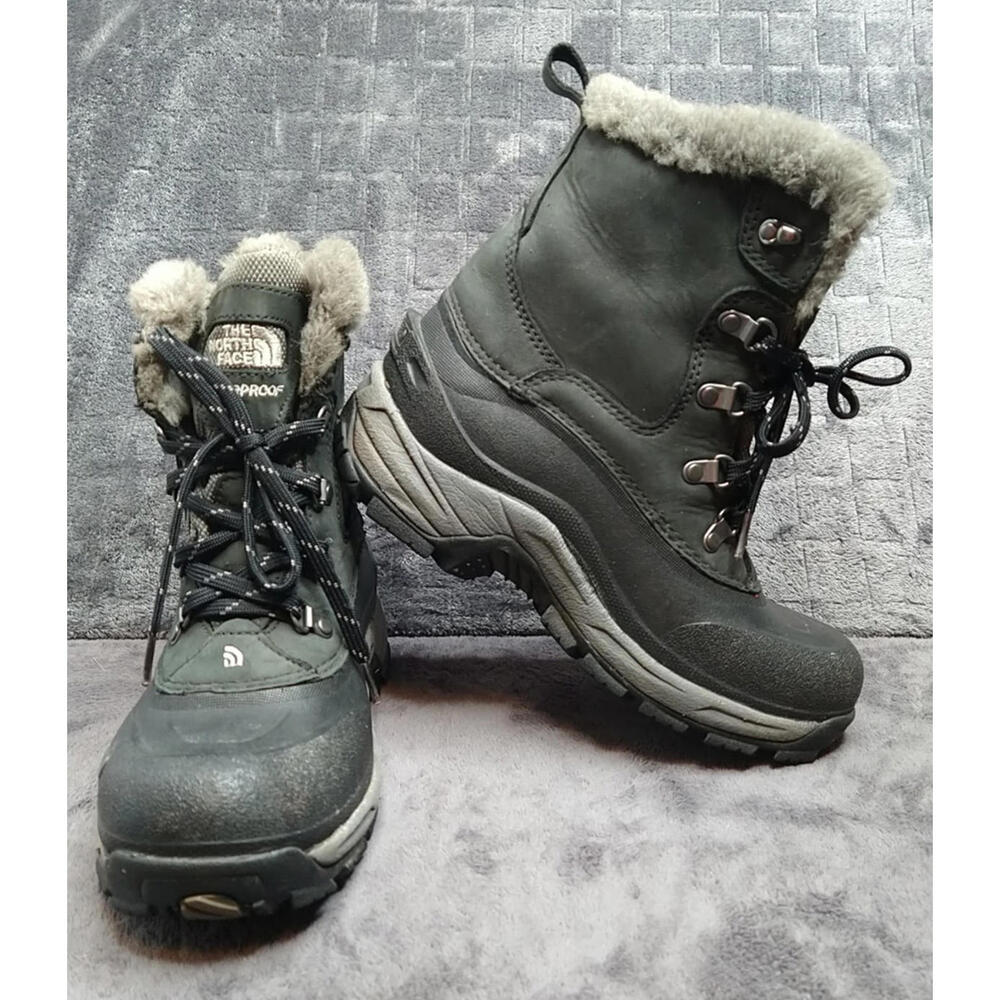 The North Face Womens 7.5 Black McMurdo II Fur Trim Hiking Snow Waterproof Boots